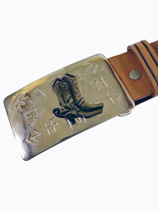 Vtg 70s Chambers H. Porter Tucson Hand Tooled Leather Belt 28 Western Tiger Deer main image 8